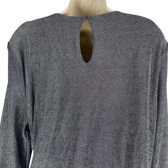 Veronica Beard Cyrus Metallic Lurex Side Ruch Dress Gunmetal Size XL - Picture 11 of 13